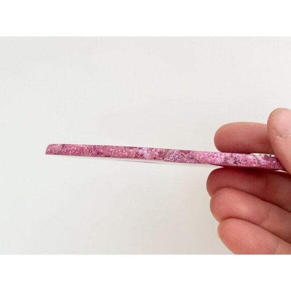 Pink Agate Sliced Geode Crystal Freeform Shaped Large Gold T Vintage Pendant - Picture 6 of 13